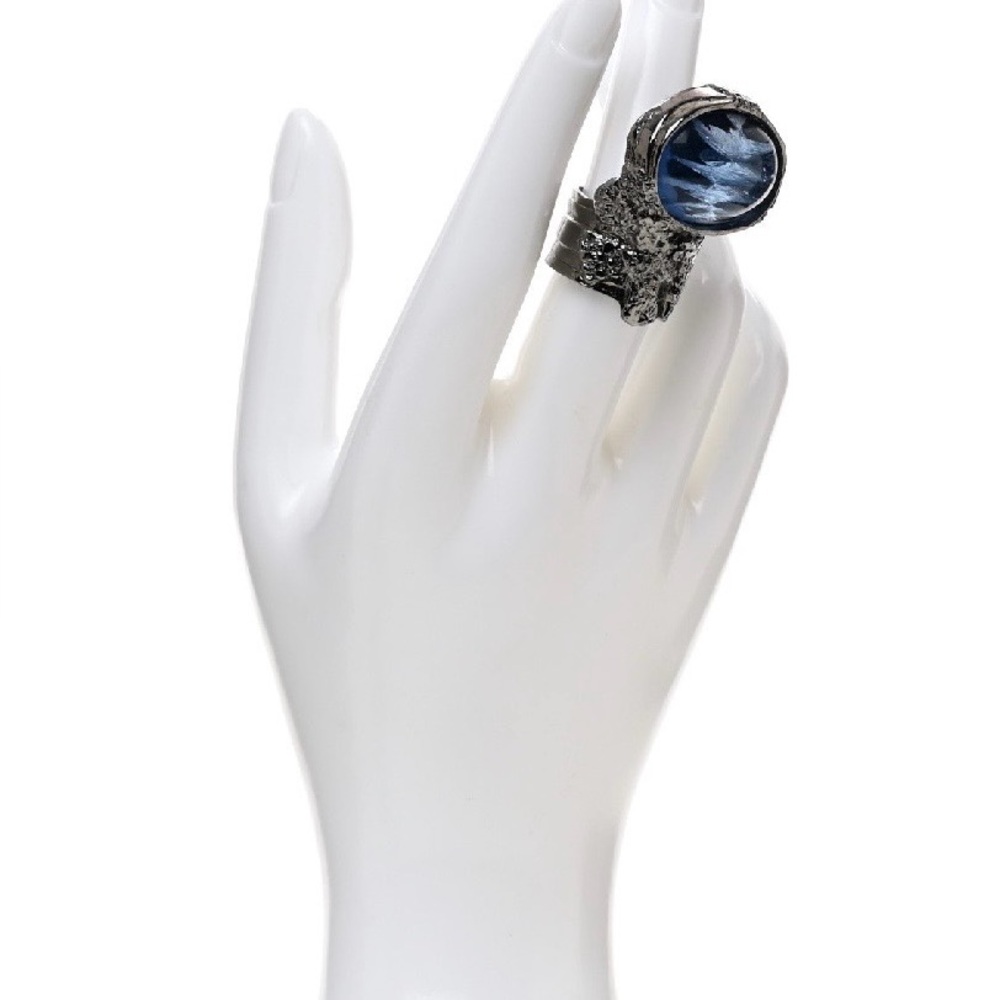Yves Saint Laurent Arty Ring Silver Oceano Size 6 - Picture 2 of 7